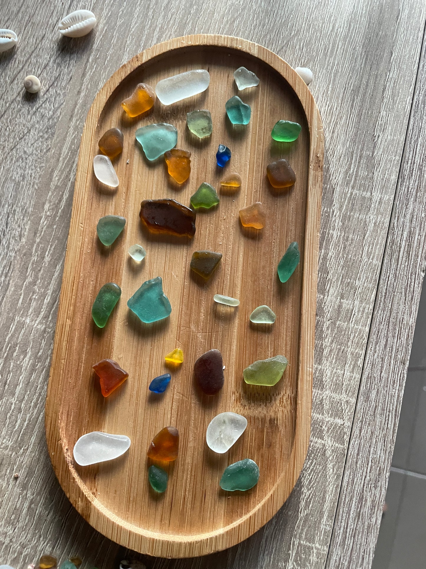 ANILLO VIDRIO DE MAR CB Y PLATA 925 PEQUEÑO